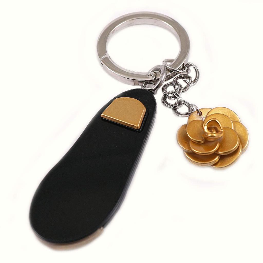 Laporte Acrylic Bag Charm Keychain for Pointe Shoes and Ballet Shoes, Cute Ribbon Design, Lightweight, Stylish, Colorful, Black and Gold