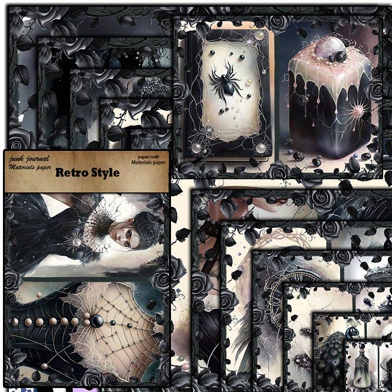 12 Arkuszy Gotycki Czarny Las Blok Papieru do Scrapbookingu, Vintage Papiernicze do Journalingu DIY, Ciężki Karton Narzędzia do Dekoracji