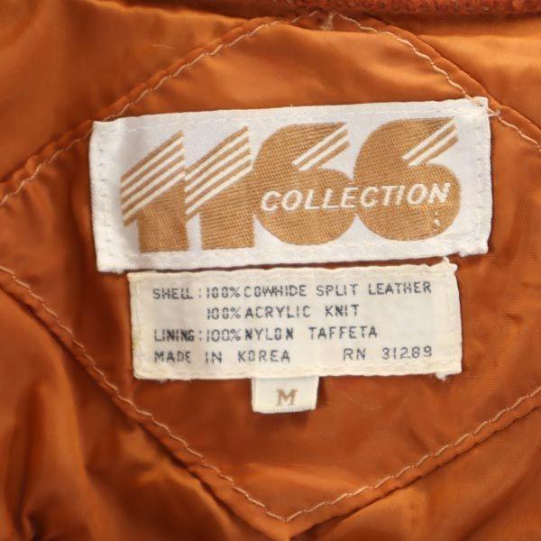 1166 COLLECTION 70s Knit switching cowhide vintage leather jacket M Brown Men's Used