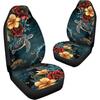 Bulopur Multicolor Polyester Universal Fit Car Truck SUV Van Automotive Seat Covers, 2pcs Front, Hibiscus Floral & Sea Turtle Print