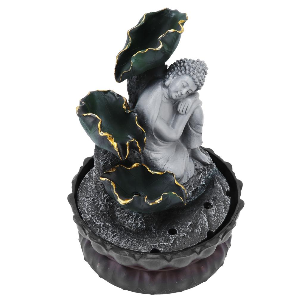 Sitting Sleeping Buddha Statue Water LED Fountain Ornaments for Home Office Desktop DecorEU Plug
