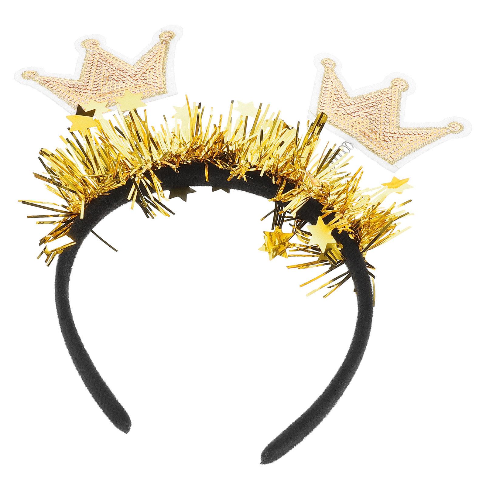 

2026 New Year Gold Crown Headband Shiny Sequin Party Hairband New Years Eve Birthday Decoration Party Accessories золотистий