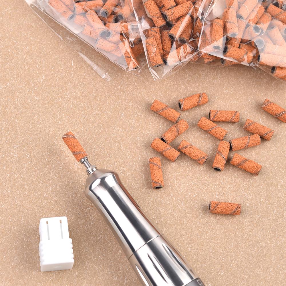50Pcs 3MM Mini Nail Sanding Bands With Shaft 3/32" Nail Drill Bits Sand Bands Dead Skin Calluses Nail Gel Remove Nail Tool Set