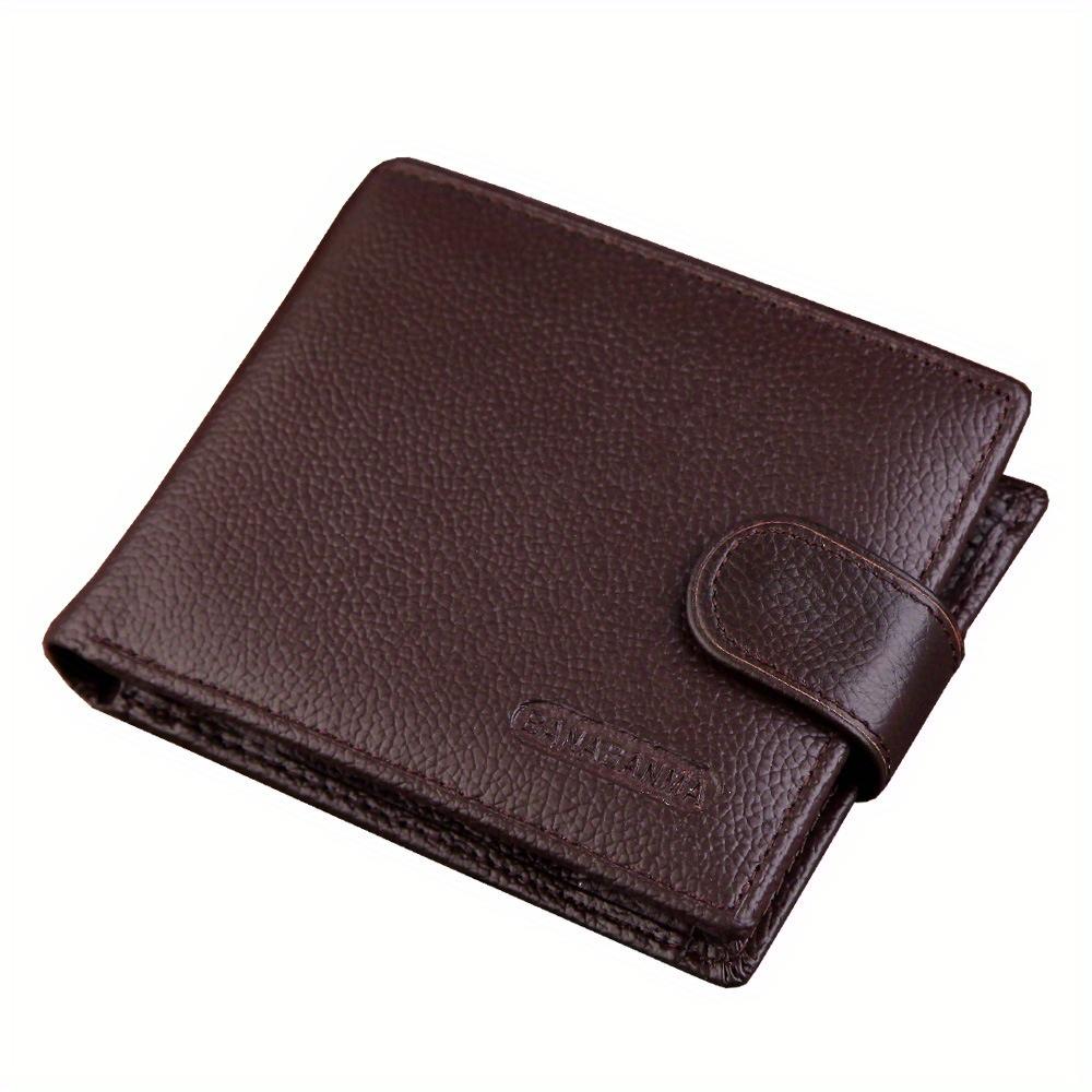 Leather Men's Wallet Short Money Clip Soft Leather Purse For Man Buckle Multi Card Position Zippe Wallet Men