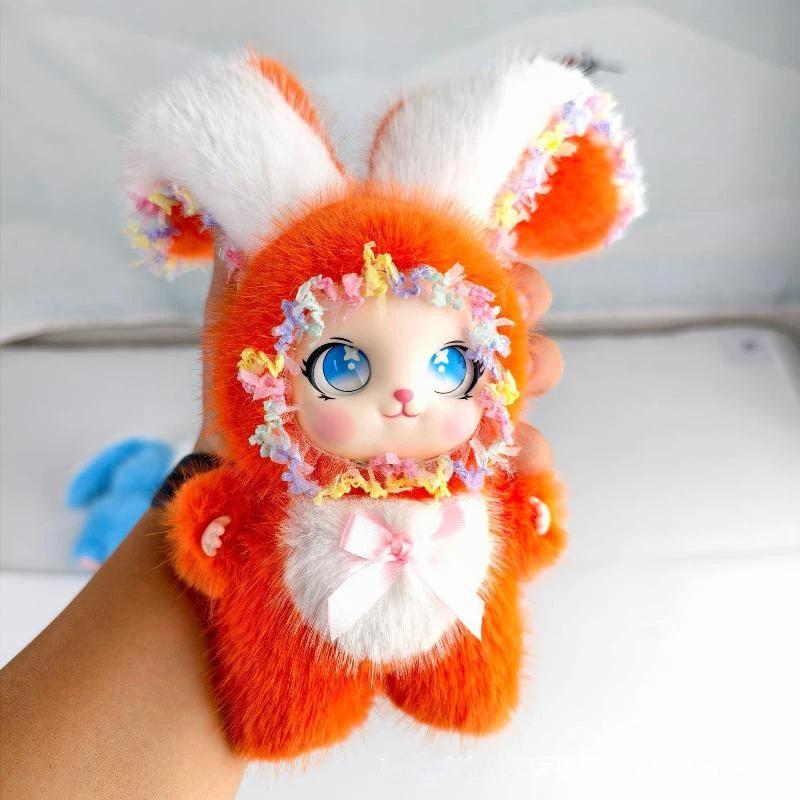 Sweet Fairy Style Lace Rabbit Plush Vinyl Doll Keychain For Backpack Pendant Hanging Ornament Birthday Gift