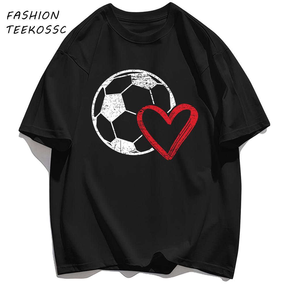 Hollow Out Football Heart Design Print TShirt Men Cotton Crewneck T Shirts Summer Loose Clothes Multicolor Trendy Short Sleeve