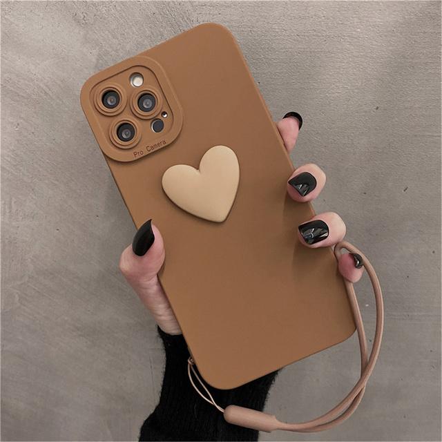 Pink Shell Fundas For Iphone 13 12 Promax 14 Pro Max Xsmax Xr X 11 7 8 Plus Cartoon 3d Relif Love Heart Pouzdro na telefon Conque