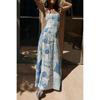 Spring and summer new suspender print dress, casual vacation loose women's dress