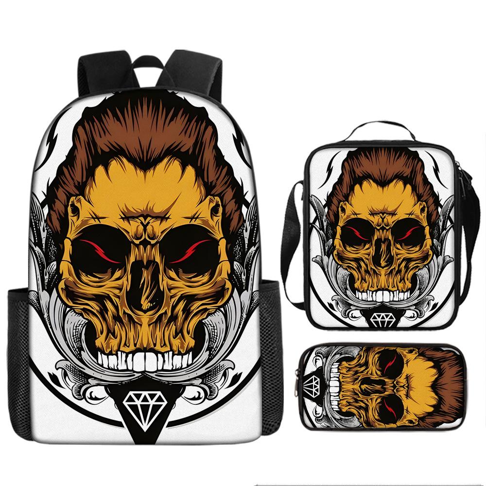 Skull Schoolbag for Primary School Students, Kindergarten New Schoolbag for Boys and Girls, Grades 2345 and 6
