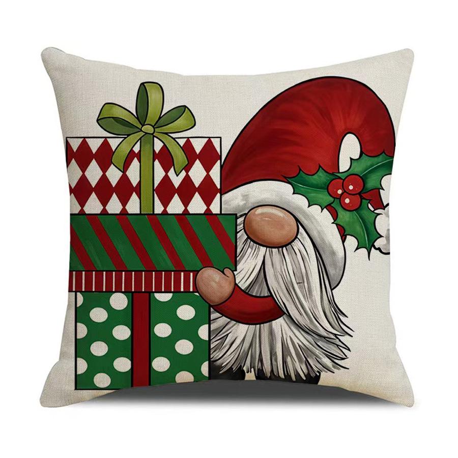 Christmas Santa Claus Print Pillow Cover - Festive Decor for Sofa or Bedroom