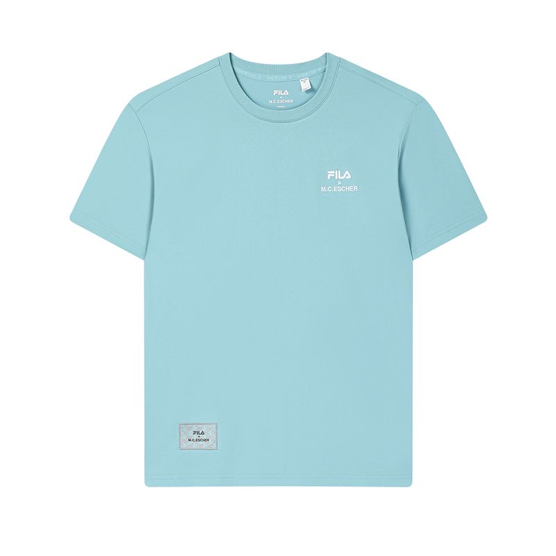 

Fila X M.C.. ESCHER Серия Heritage Минималистичная Мода Вязаная Футболка с Коротким Рукавом Мужские Топы F11M538129F-LG S