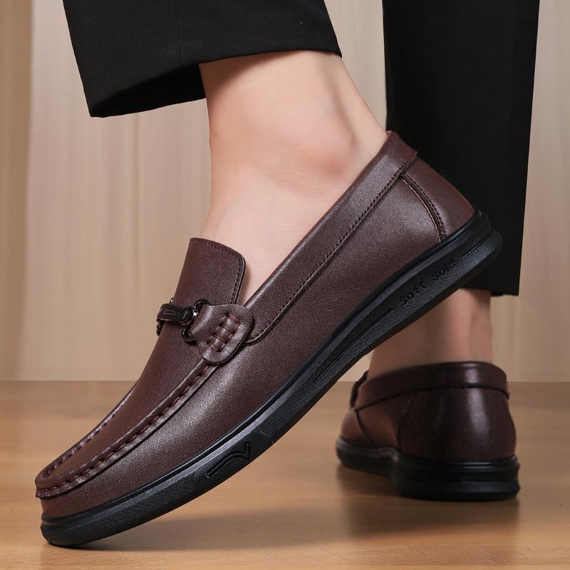 Brand Leather Men Footwear Slip On Office Business Formal Shoes Wedding Party Men Dress Shoes Breath Driving Lazy Loafers Shoes