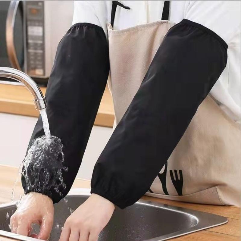 2pcs Heavy-Duty Black Faux Leather Arm Sleeves - Waterproof & Oil-Resistant for Kitchen, Occupational Work & Industrial Use