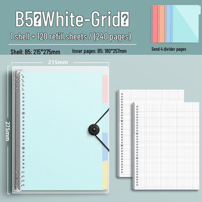 Extra Thick B5 Ring Binder Notebook with Loose-Leaf Refills - Comfortable for Hands, Perfect for Students