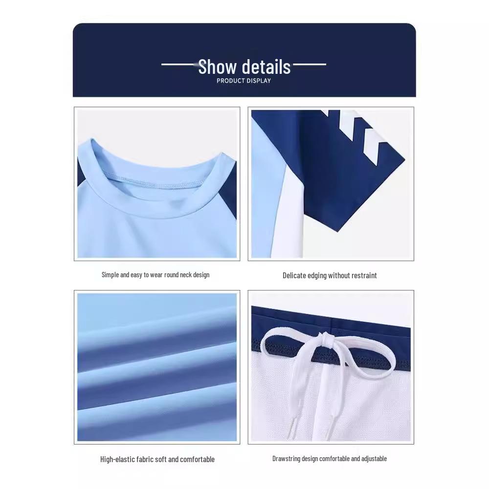 Fato de Banho Dividido para Meninos 2025: Roupa de Banho de Secagem Rápida e Proteção Solar para Crianças