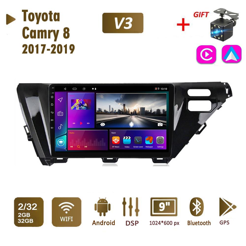 Android Car Radio for Toyota Camry 8 2017-2019 2 Din Multimedia Carplay Navigation GPS WIFI Head Unit 4+64GB