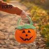 Portable Candy Container for Halloween Pumpkin Plush Tote Bucket, Cute Trick-or-Treat Bag, Trick or Treat Bucket Basket with Handle Kids Girls