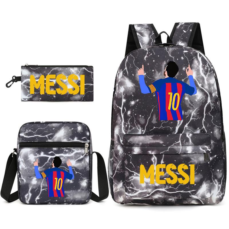 Large Capacity Schoolbag with Shoulder Strap; Student Three-piece Pencil Case Set