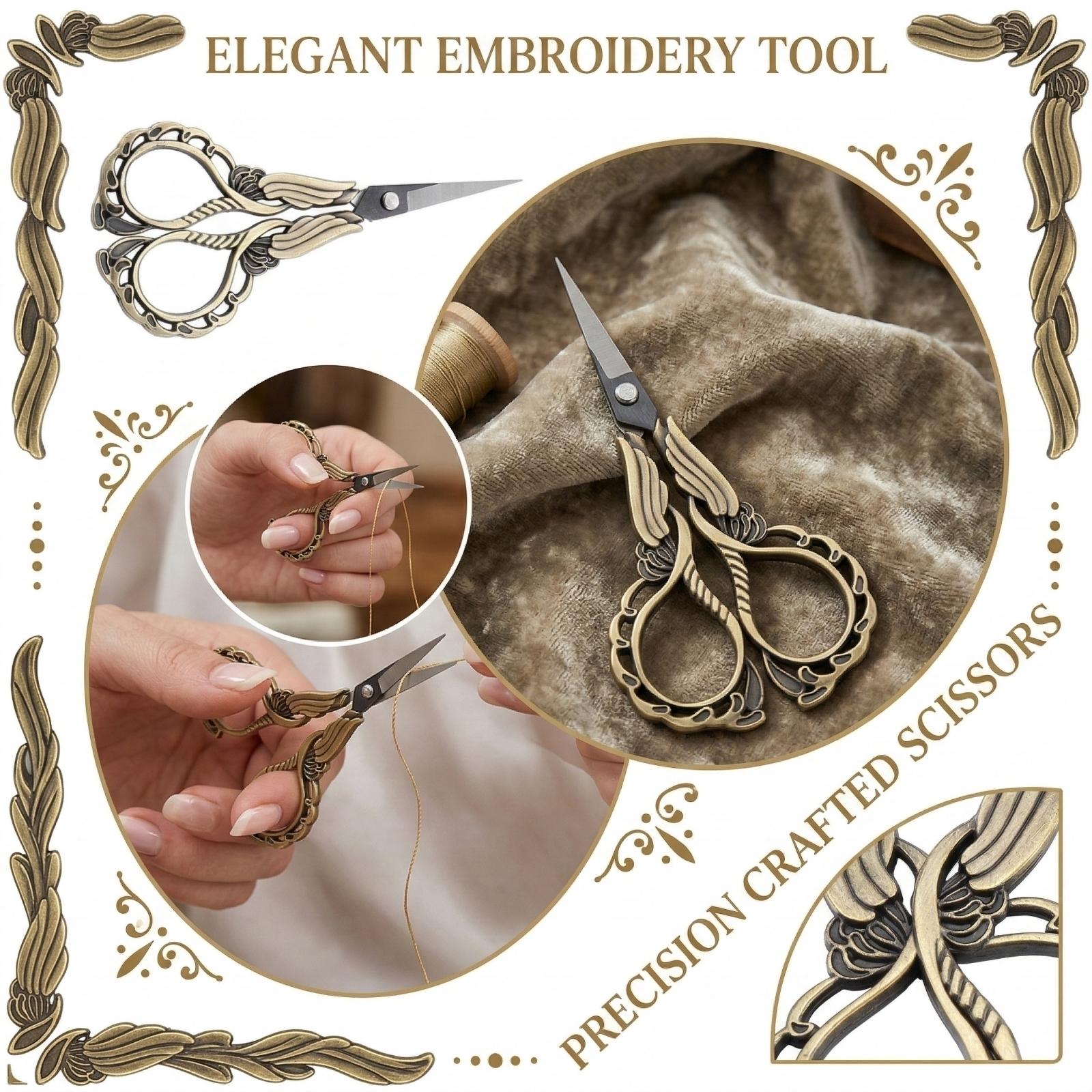 Stainless Steel Household Retro Exquisite Pointed Small Scissors One Size бронзовый