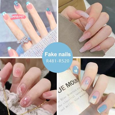 24Pcs Korean Fresh Style Artificial Press-On Nails Full Cover Detachable Fake Fingernails Freshen Up Your Look with Nails Patch