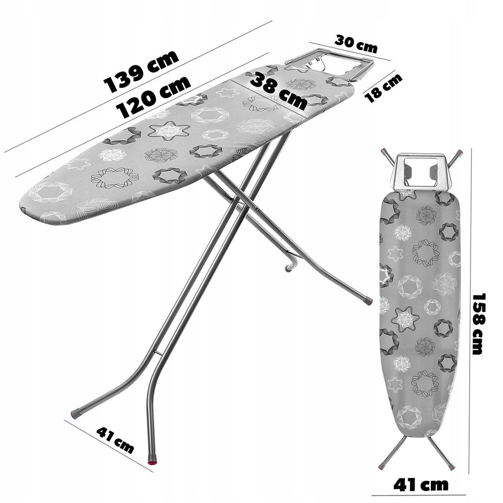 KADAX Ironing Board 120x38cm Wide Top Foldable Iron Holder