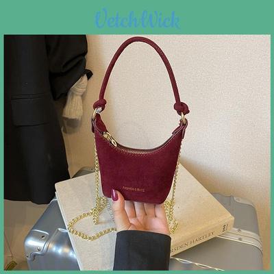 Children Retro Frosted Velvet Bucket Bag With Solid Color Design For Daily Use