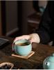 Ru Kiln Master Celadon Tea Cup: Handmade Retro Chinese Ceramic Cup in Gift Box