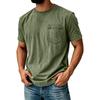 Men Vintage Washed Short Sleeve T Shirt Crew Neck with Chest Pocket Casual Loose Fit Soft Fabric Classic Style