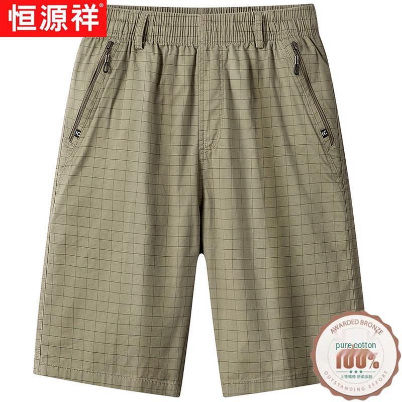 Hengyuanxiang Men s Old Money Style 100% Cotton Casual Shorts 3XL