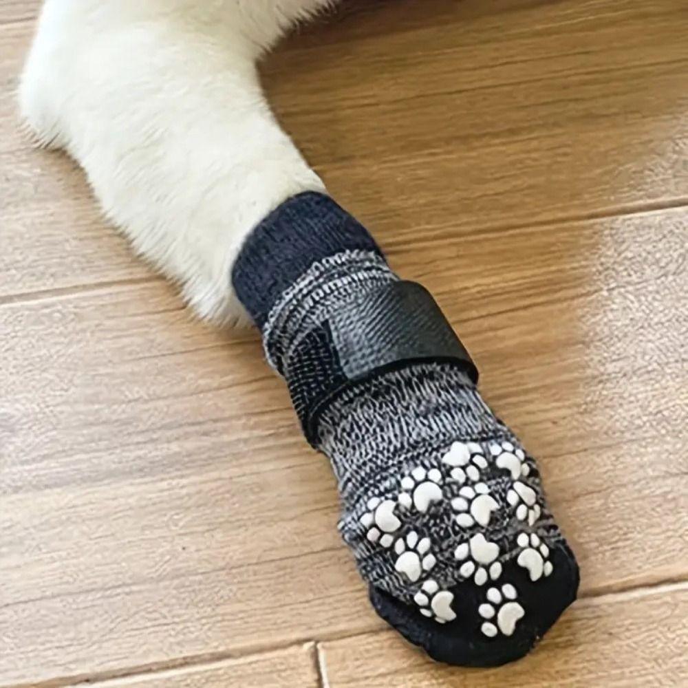 4pcs/set Anti-Slip Pet Socks Breathable Pet Foot Covers Traction Control Pet Paw Protector  Indoor