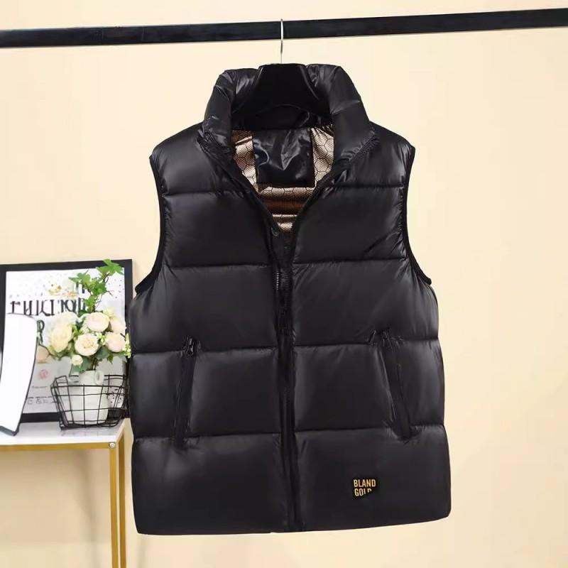Unisex Black Puffer Vest With Hood Warm Cotton-Padded Sleeveless Jacket Winter Casual Wear