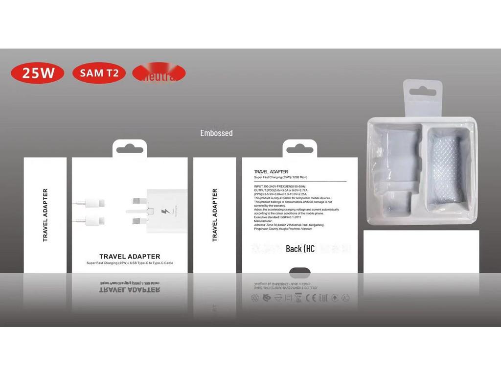 Compatible with Samsung PD25W US/UK Super Fast Charger for S23 and S22 Models, includes Australian Fast Charging Head.