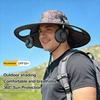 Chapeau Bob Double Ventilateur 2-en-1 Casquette Rafraîchissante avec Ventilateurs Amovibles Rechargeables par USB Pales Phosphorescentes Vitesse Réglable Chapeau de Soleil à Large Bord