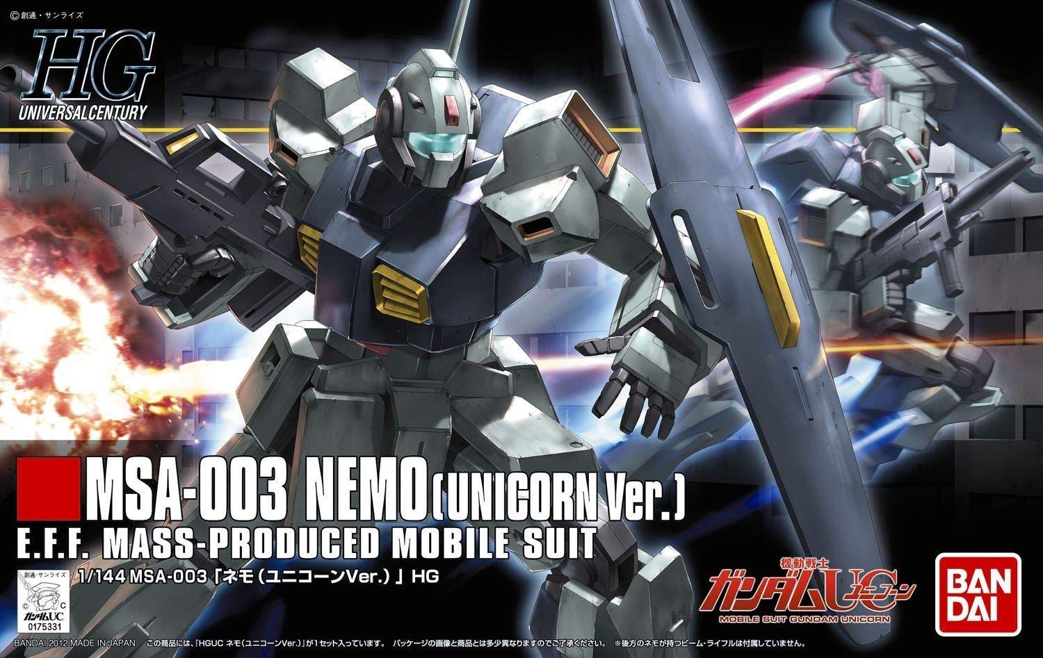 

HGUC Mobile Suit Gundam UC MSA-003 Nemo (Unicorn Ver.) 1/144 Scale Pre-Colored Plastic Model