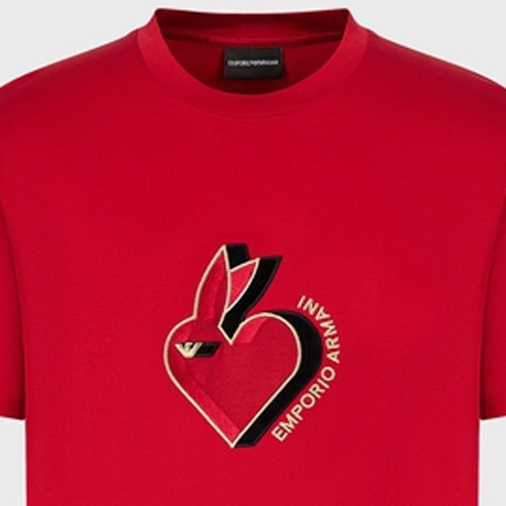 EMPORIO ARMANI Year Of The Rabbit SS23 Regular T Shirt Men's Red 3R1TBL-1JUVZ-0357