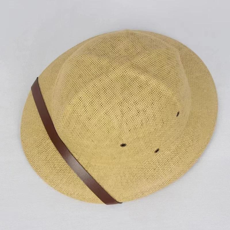 Freedom Outdoors Men's Beige 100% Straw Helmet Pith Sun Hat Summer Vietnam War Army Hat Dad Boater Bucket Hats Safari Jungle Miners Cap 56-58Cm
