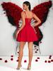 Elegant Red Open-Back Strappy Dress - Yuan Style for Parties & Evening Events