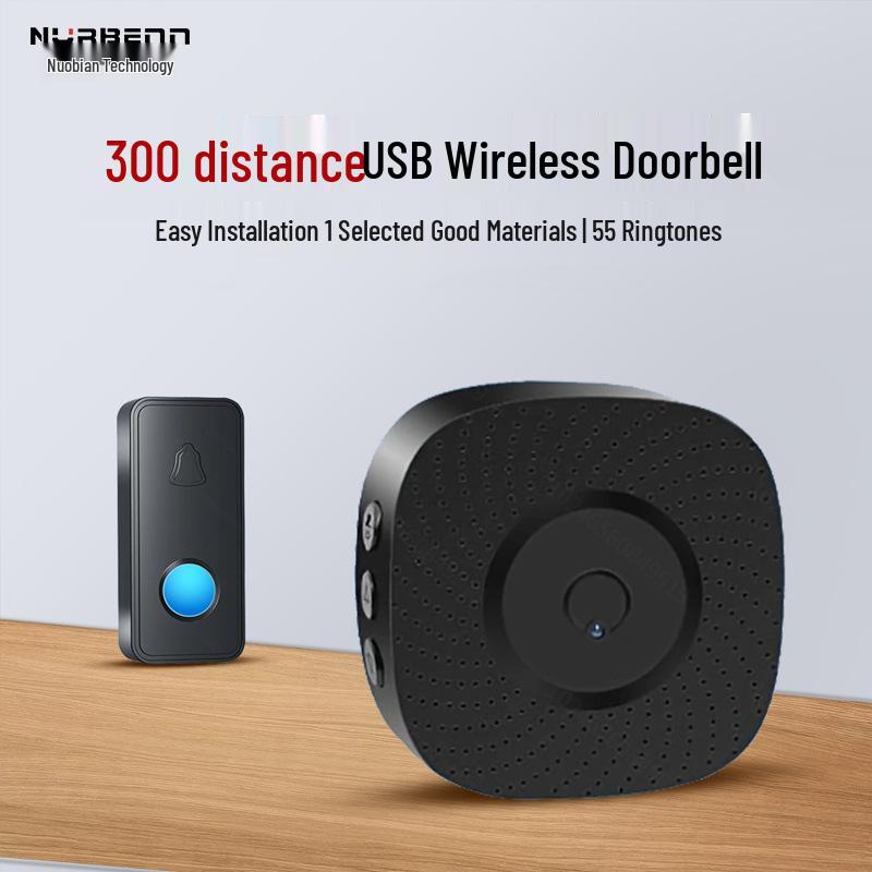 USB Doorbell Wireless Remote, Waterproof Caller, Plug-Free, One-to-Two Long-Distance Control. D1008N3-1T1
