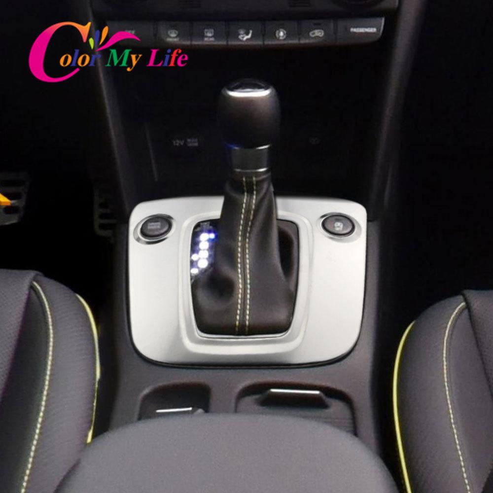 Color My Life 1-teiliges Edelstahl-Auto-Styling für Hyundai Kona Kauai 2017–2022, Auto-Getriebekopf-Shift-Konb-Panel-Abdeckung