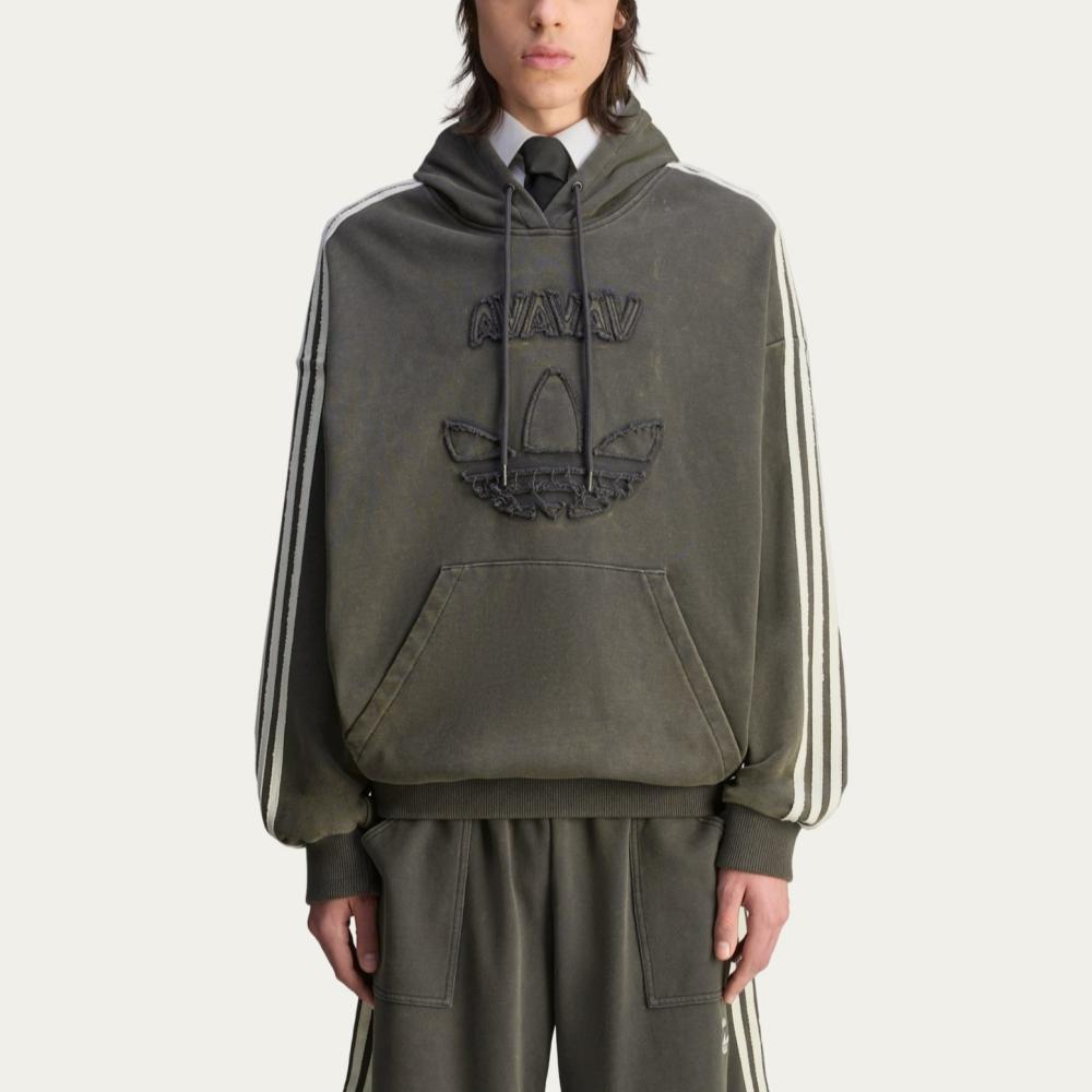 Adidas X Avavav Shoulderless Hoodie Carbon Unisex Tops Grey JP4849