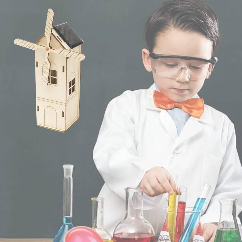 Solarbetriebene Windmühle DIY Holzhaus Bausatz für Kinder 7-14 Jahre Anpassbares Lernspielzeug