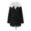 European Size Women's Cotton-padded Coat White Fur Collar Parka Medium and Long Hooded Winter Warm Fleece Coat Women's Cotton-padded Coat