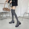 Fashion versatile thick-soled and thin knee boots 2025 autumn and winter high-heeled elastic socks boots thin boots