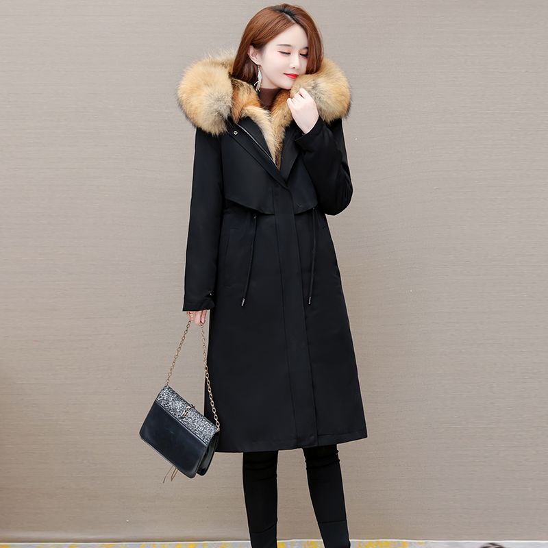 High Quality Fashion Autumn Winter Thickened Fur Liner and Detachable Design Women's Parka Warm Coat Red and Black Coat  Jacket