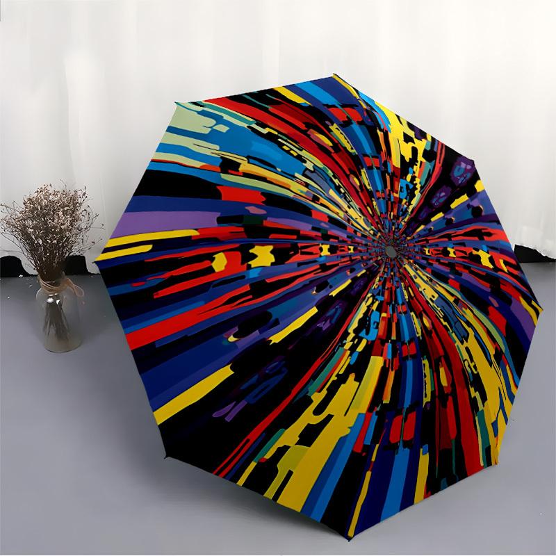 1pc Colorful Abstract Umbrella Portable Folding Umbrella Durable Iron Frame, Suitable for All Seasons Home Travel Outdoor yy260319004