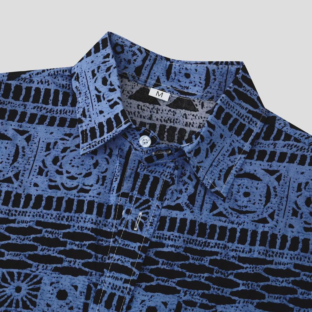 Men's Ethnic-Style Floral Short-Sleeved Shirt - 2024 Summer Collection, Plus Sizes Available