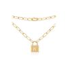APM Monaco etters A-Z Love Pendant Lock Inlaid with Crystal Diamonds Alloy Necklace Same Style for Men and Women Couples Gold Yellow AC6906OXYA