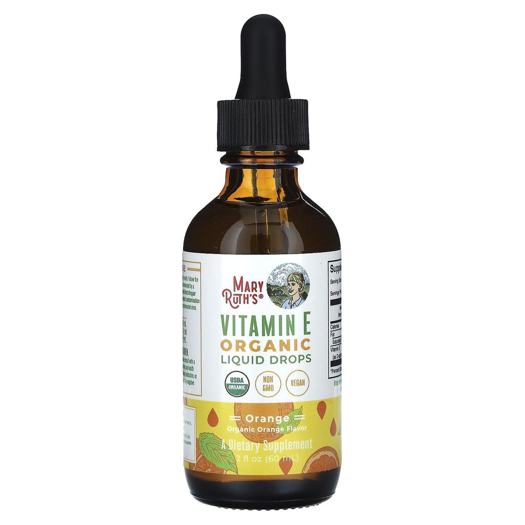 MaryRuth's Organic Vitamin E Liquid Drops, Orange, 2 Fl Oz (60 Ml)
