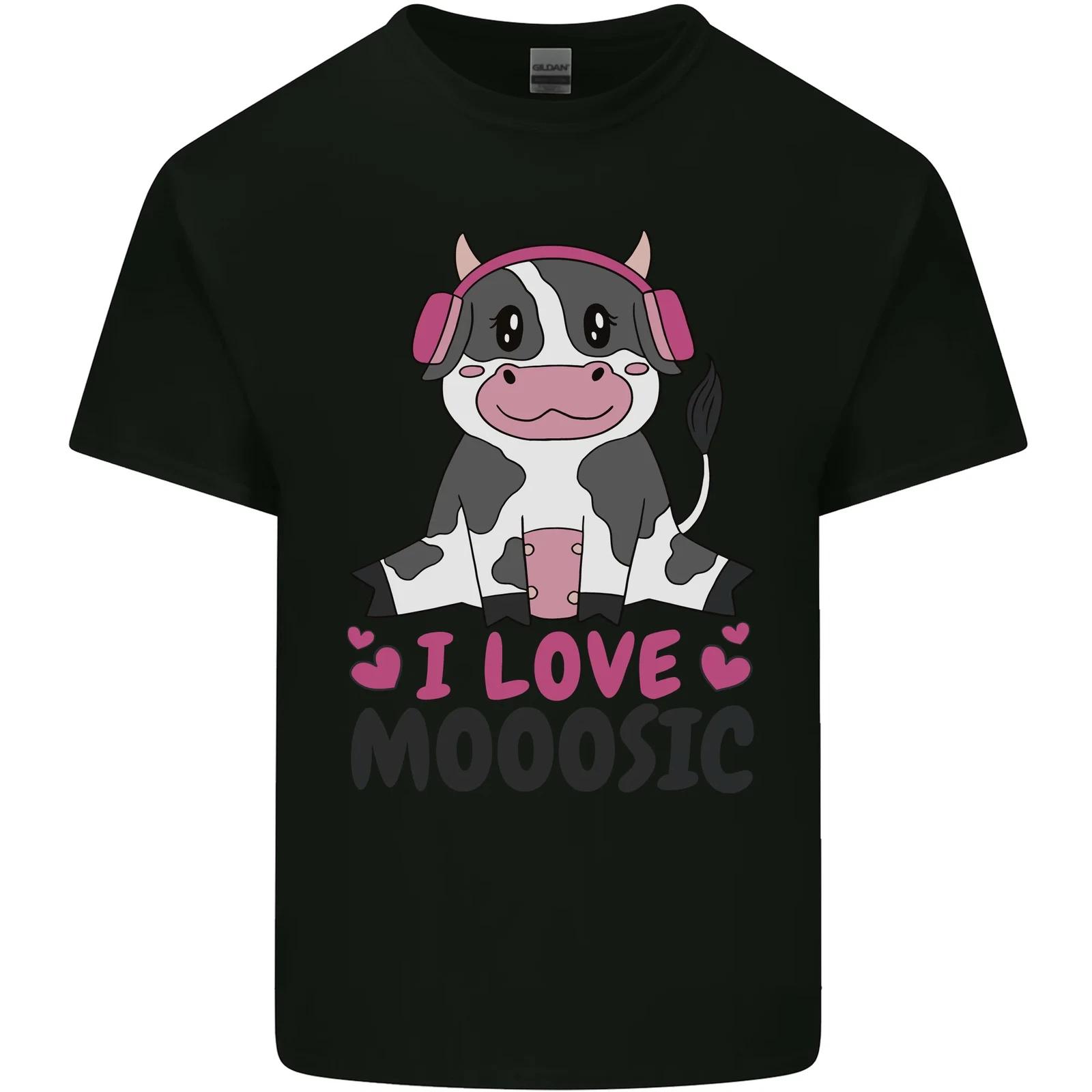 I Love Mooosic Funny Cow DJ Kids T-Shirt Childrens 4XL