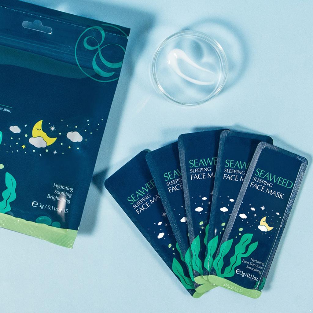 15 Bucăți Mască de Noapte Hidratantă pentru Față cu Alge Marine și Extracte Botanice Hidratant Profund Hrănitor pentru Piele Strălucitoare Delicată Pe Bază de Plante